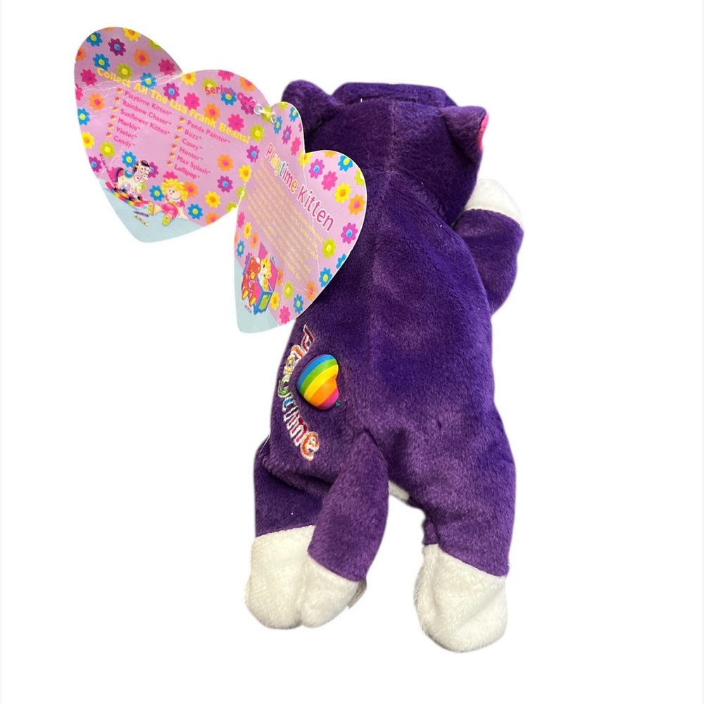 Vtg 1998 Lisa Frank Playtime Cat Plush Purple 8” Fantastic Beans Beanie W Tags - Picture 3 of 4